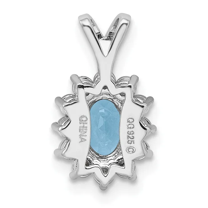 Goldia Necklaces Sterling Silver Rhodiumplated Diamond u0026 Light Blue Topaz Pendant