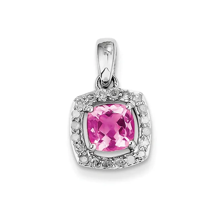 Goldia Necklaces Sterling Silver Rhodiumplated Diamond u0026 Pink Tourmaline Square Pendant Goldia Necklaces Sterling Silver Rhodiumplated Diamond u0026 Pink Tourmaline Square Pendant