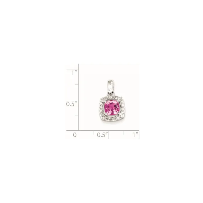 Goldia Necklaces Sterling Silver Rhodiumplated Diamond u0026 Pink Tourmaline Square Pendant