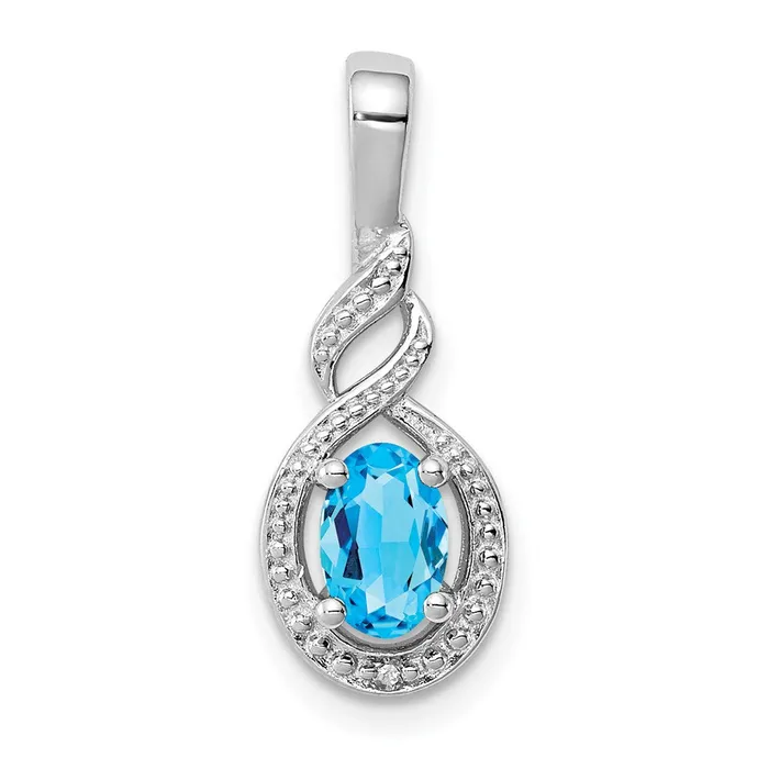 Goldia Necklaces Sterling Silver Rhodiumplated Swiss Blue Topaz u0026 Diamond Pendant Goldia Necklaces Sterling Silver Rhodiumplated Swiss Blue Topaz u0026 Diamond Pendant