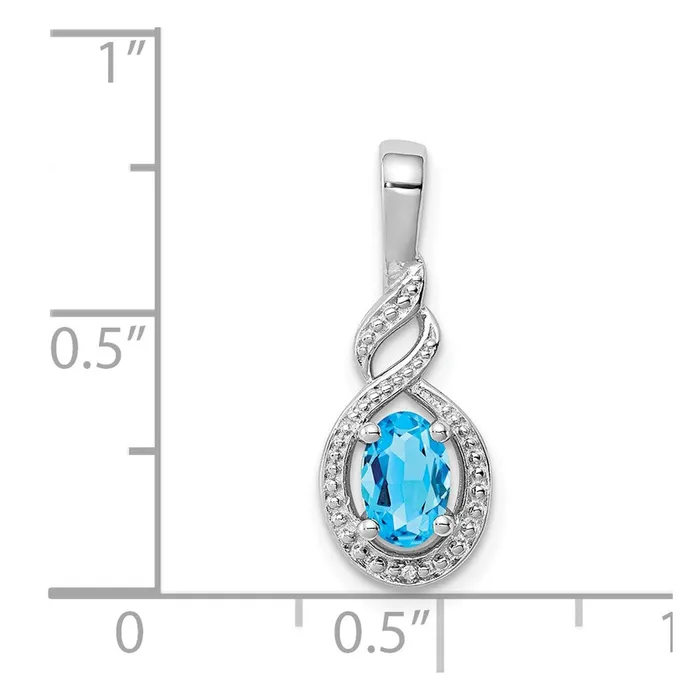 Goldia Necklaces Sterling Silver Rhodiumplated Swiss Blue Topaz u0026 Diamond Pendant