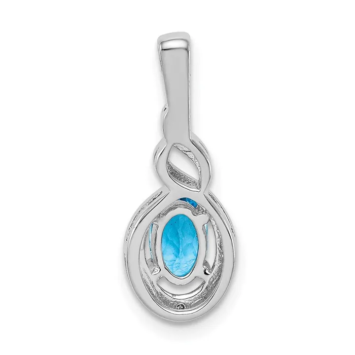 Goldia Necklaces Sterling Silver Rhodiumplated Swiss Blue Topaz u0026 Diamond Pendant