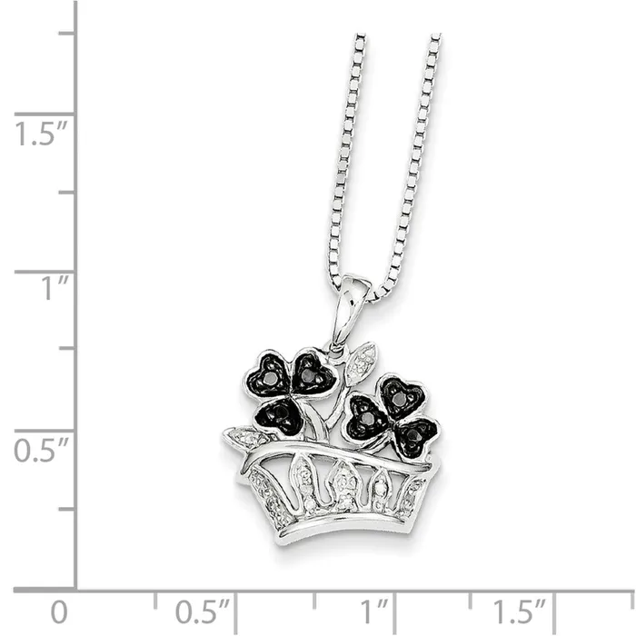 Goldia Necklaces Sterling Silver White u0026 Black Diamond Clovers Pendant