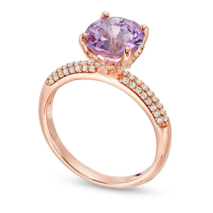 Goldia Oval Pink Quartz and 025 CT TW Natural Diamond Ring in Solid 10K Rose Gold Size 7 Rings Goldia Oval Pink Quartz and 025 CT TW Natural Diamond Ring in Solid 10K Rose Gold Size 7 Rings