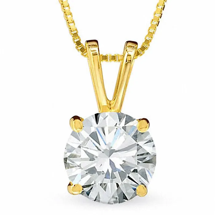 Goldia PreStyled Sets 1 CT Certified Natural Clarity Enhanced Solitaire Pendant in 18K Gold IVS2