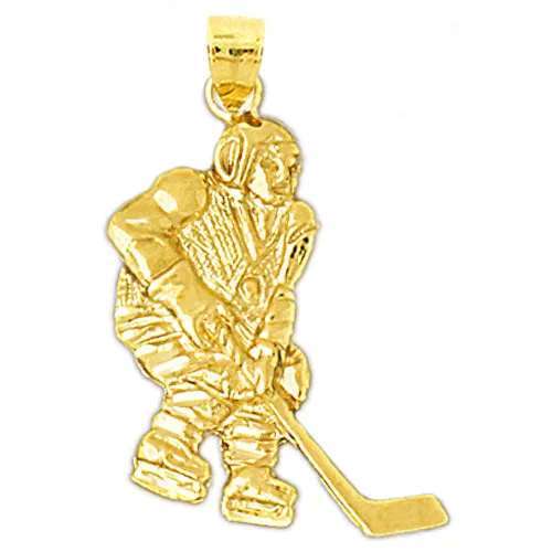 Goldia PreStyled Sets 14K Gold 25MM Hockey Player Pendant