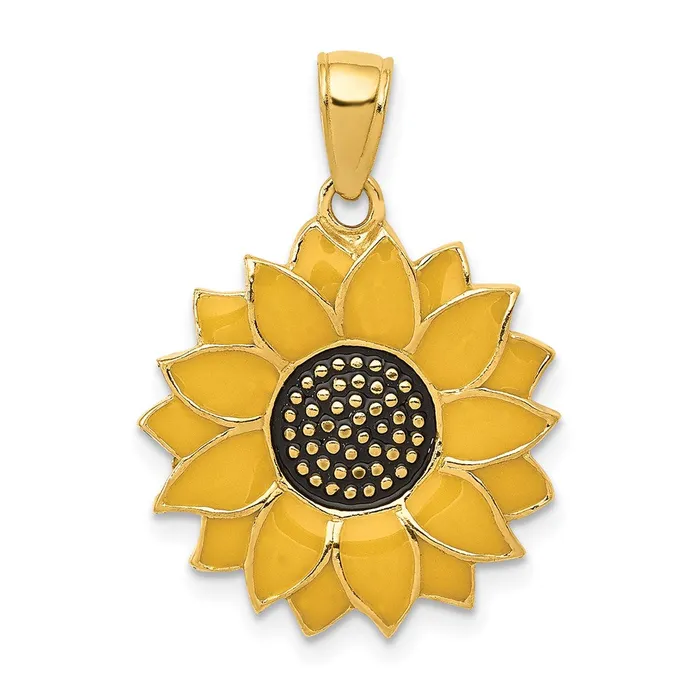 Goldia PreStyled Sets 14k Yellow Gold Enameled Yellow Sunflower Pendant