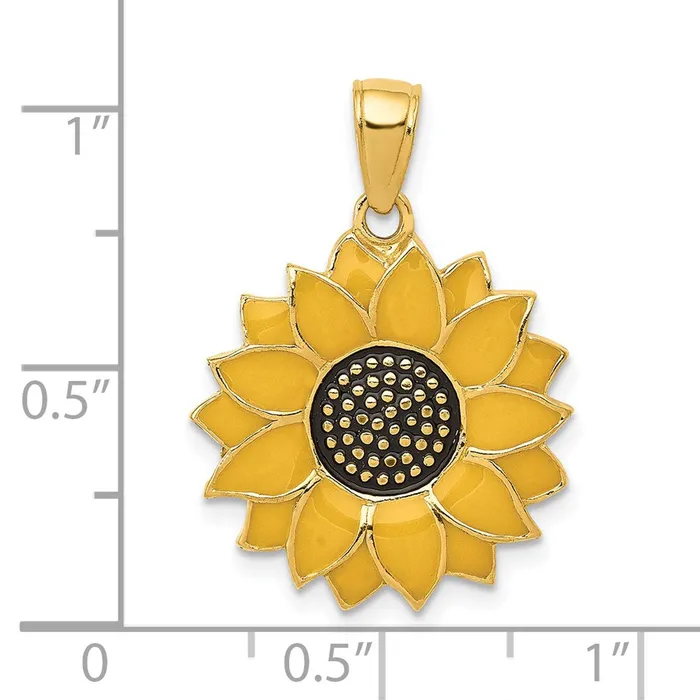 Goldia PreStyled Sets 14k Yellow Gold Enameled Yellow Sunflower Pendant