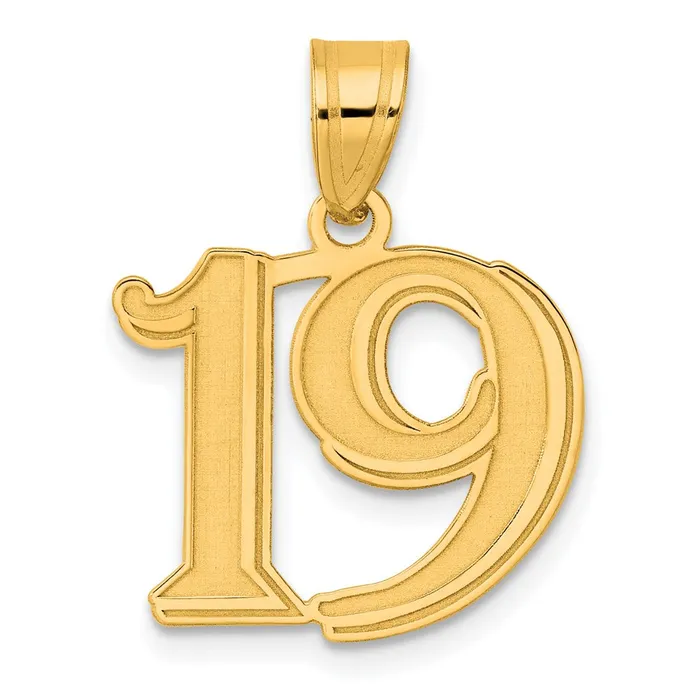 Goldia PreStyled Sets 14k Yellow Gold Polished Etched Number 19 Pendant