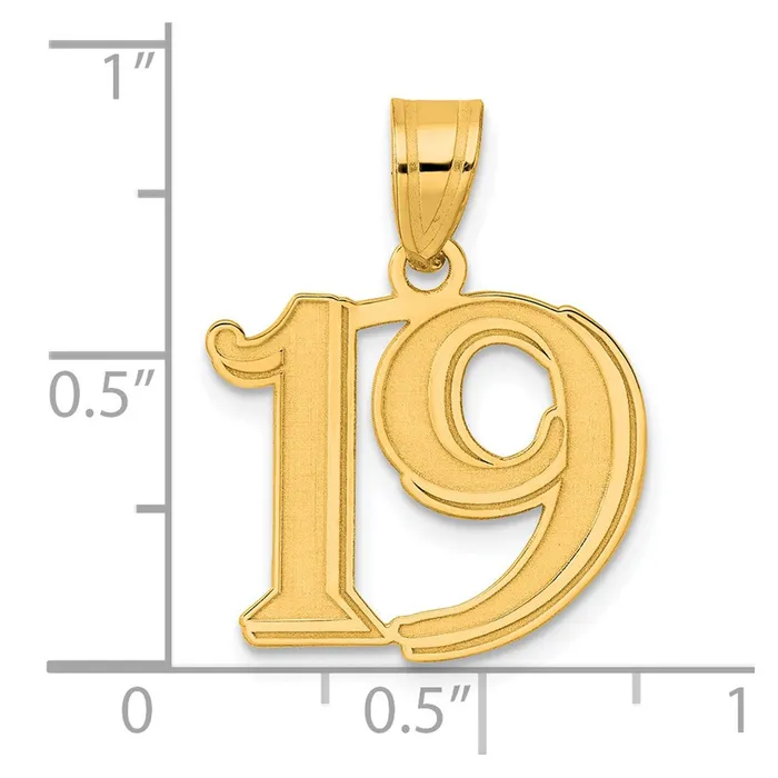 Goldia PreStyled Sets 14k Yellow Gold Polished Etched Number 19 Pendant