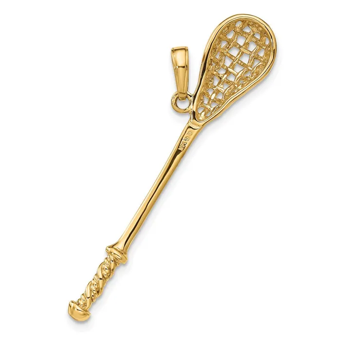Goldia PreStyled Sets 14k Yellow Gold Solid Polished 3D Lacrosse Stick Pendant
