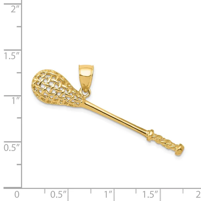 Goldia PreStyled Sets 14k Yellow Gold Solid Polished 3D Lacrosse Stick Pendant