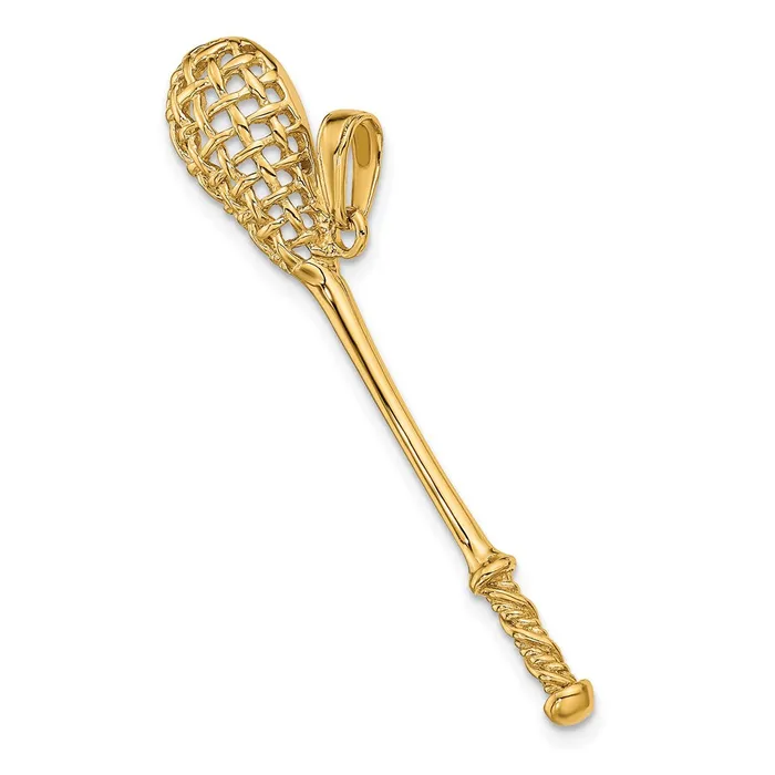 Goldia PreStyled Sets 14k Yellow Gold Solid Polished 3D Lacrosse Stick Pendant