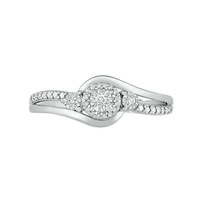 Goldia Rings 007 CT TW Composite Natural Diamond Bypass Promise Ring in Solid 10K White Gold Goldia Rings 007 CT TW Composite Natural Diamond Bypass Promise Ring in Solid 10K White Gold