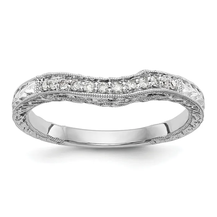 Goldia Rings 009ct CZ Solid Real 14k White Gold Wedding Wedding Band Ring Goldia Rings 009ct CZ Solid Real 14k White Gold Wedding Wedding Band Ring
