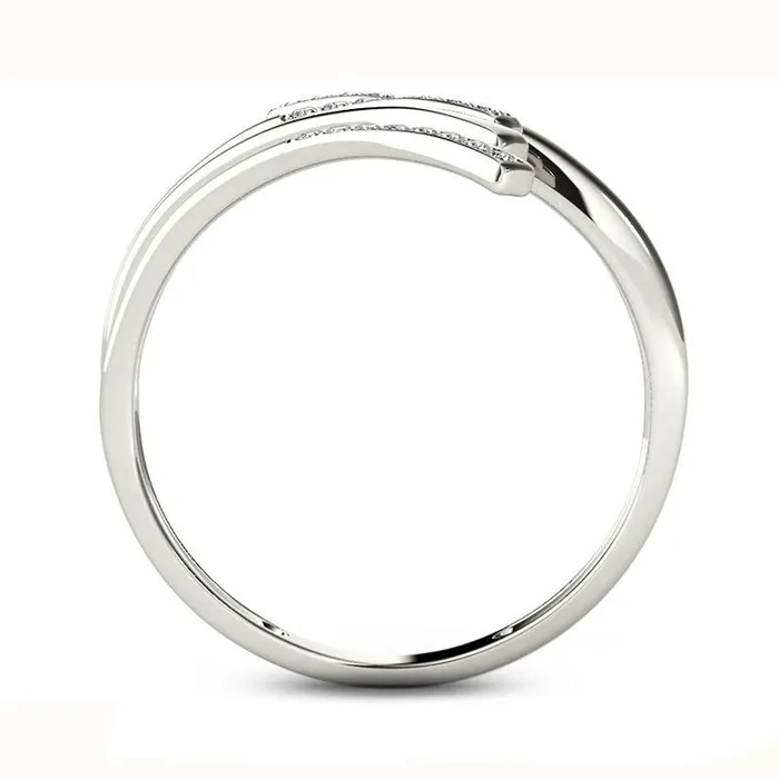 Goldia Rings 010 CT TW Natural Diamond Bypass Ring in Solid 10K White Gold Goldia Rings 010 CT TW Natural Diamond Bypass Ring in Solid 10K White Gold