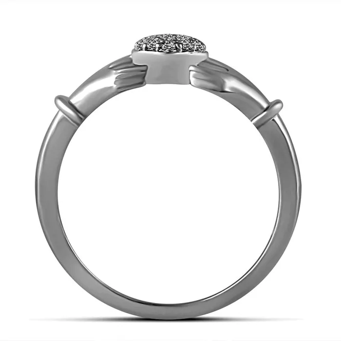 Goldia Rings 010 CT TW Natural Diamond Claddagh Ring in Solid 14K White Gold Goldia Rings 010 CT TW Natural Diamond Claddagh Ring in Solid 14K White Gold
