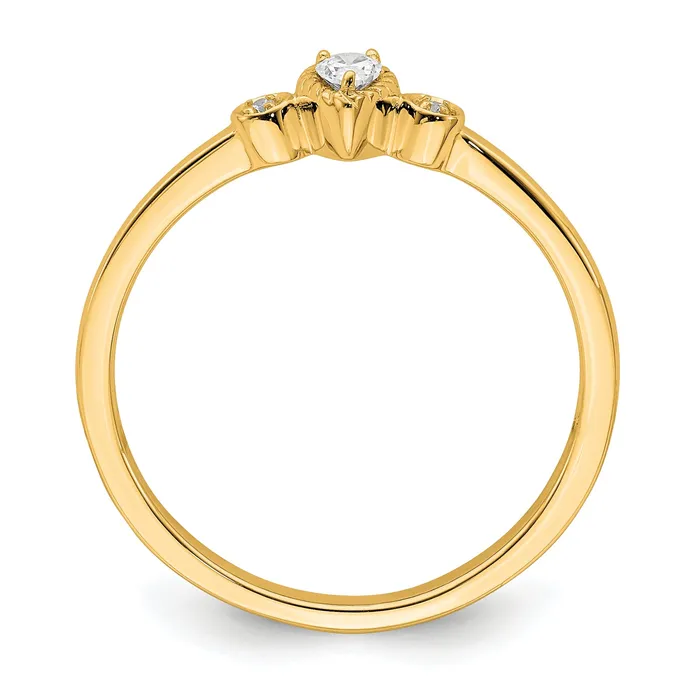 Goldia Rings 010ct CZ Solid Real 14k Polish Petite Rope Edge Pear Complete Dia Ring