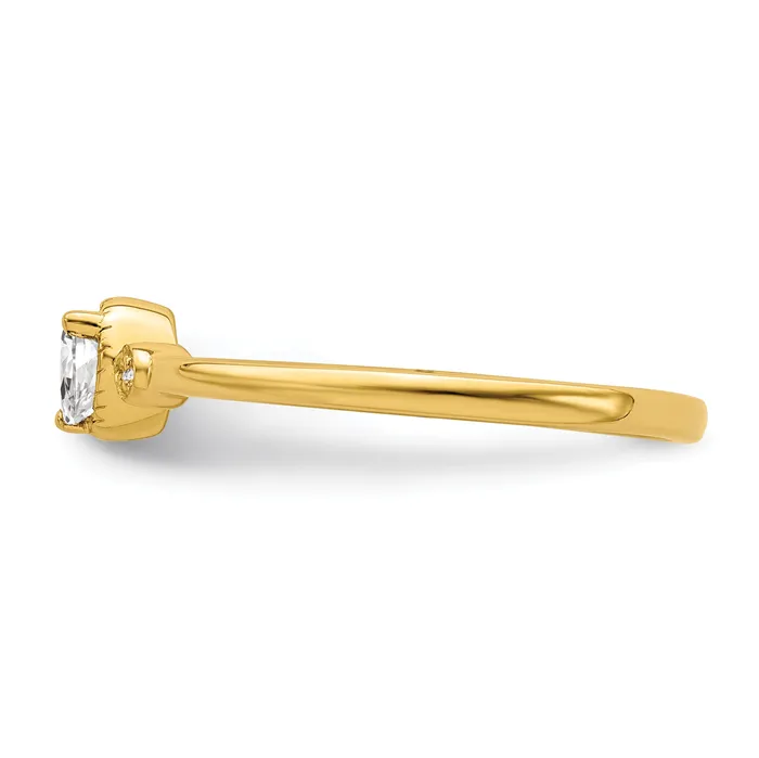 Goldia Rings 010ct CZ Solid Real 14k Polish Petite Rope Edge Pear Complete Dia Ring