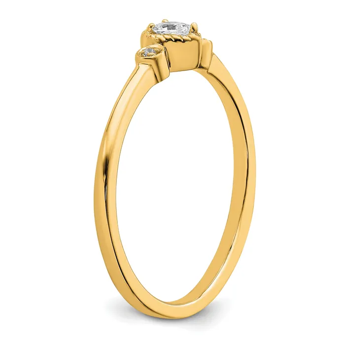 Goldia Rings 010ct CZ Solid Real 14k Polish Petite Rope Edge Pear Complete Dia Ring