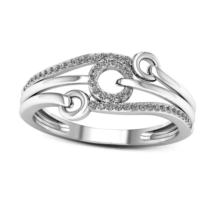 Goldia Rings 013 CT TW Natural Diamond Triple Circle MultiRow Ring in Solid 10K White Gold Goldia Rings 013 CT TW Natural Diamond Triple Circle MultiRow Ring in Solid 10K White Gold