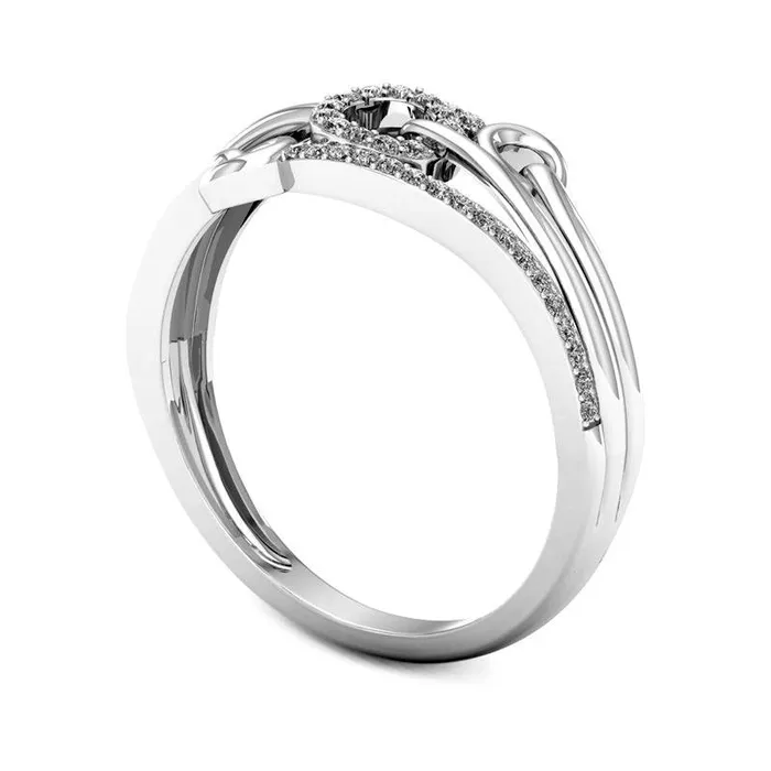 Goldia Rings 013 CT TW Natural Diamond Triple Circle MultiRow Ring in Solid 10K White Gold Goldia Rings 013 CT TW Natural Diamond Triple Circle MultiRow Ring in Solid 10K White Gold