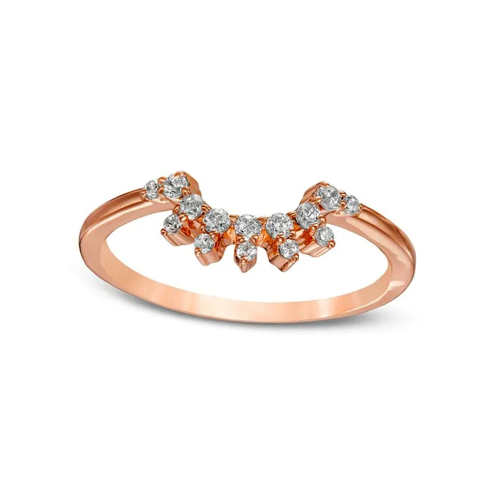 Goldia Rings 017 CT TW Natural Diamond Sunburst Contour Anniversary Band in Solid 10K Rose Gold Goldia Rings 017 CT TW Natural Diamond Sunburst Contour Anniversary Band in Solid 10K Rose Gold