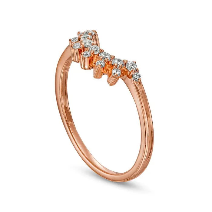 Goldia Rings 017 CT TW Natural Diamond Sunburst Contour Anniversary Band in Solid 10K Rose Gold Goldia Rings 017 CT TW Natural Diamond Sunburst Contour Anniversary Band in Solid 10K Rose Gold