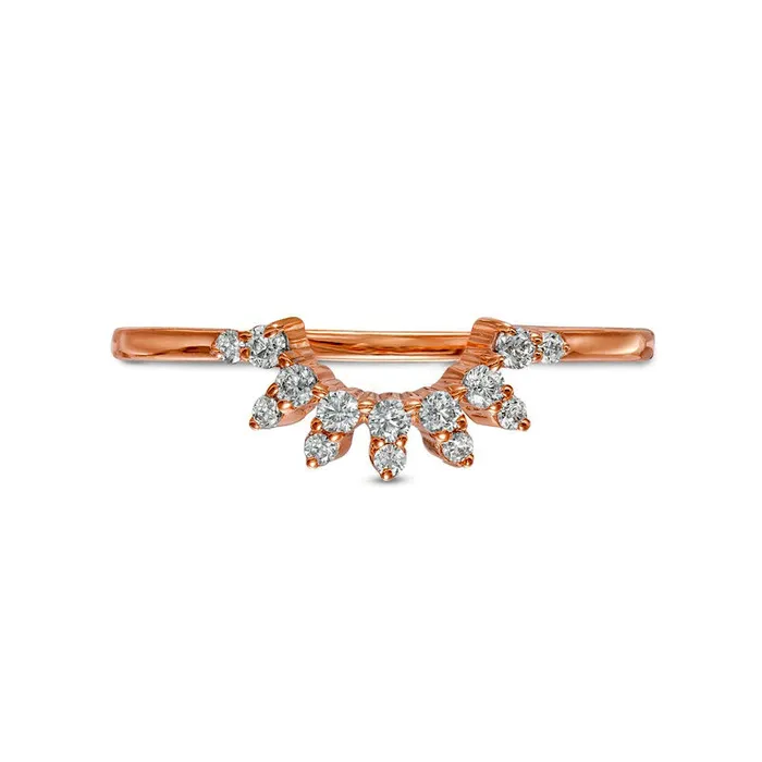 Goldia Rings 017 CT TW Natural Diamond Sunburst Contour Anniversary Band in Solid 10K Rose Gold Goldia Rings 017 CT TW Natural Diamond Sunburst Contour Anniversary Band in Solid 10K Rose Gold