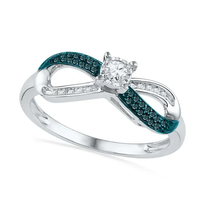 Goldia Rings 020 CT TW Enhanced Blue and White Natural Diamond Infinity Ring in Sterling Silver Goldia Rings 020 CT TW Enhanced Blue and White Natural Diamond Infinity Ring in Sterling Silver