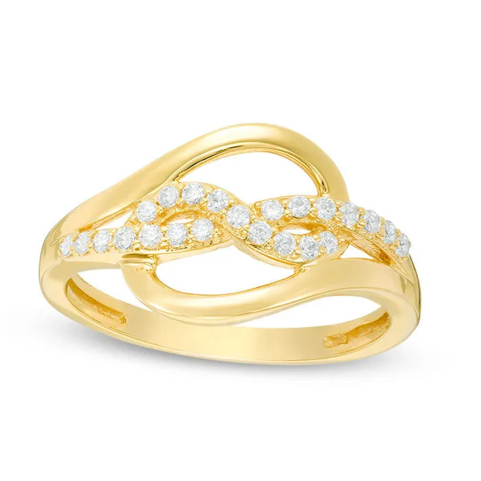 Goldia Rings 020 CT TW Natural Diamond Infinity Knot Bypass Ring in Solid 10K Yellow Gold Goldia Rings 020 CT TW Natural Diamond Infinity Knot Bypass Ring in Solid 10K Yellow Gold