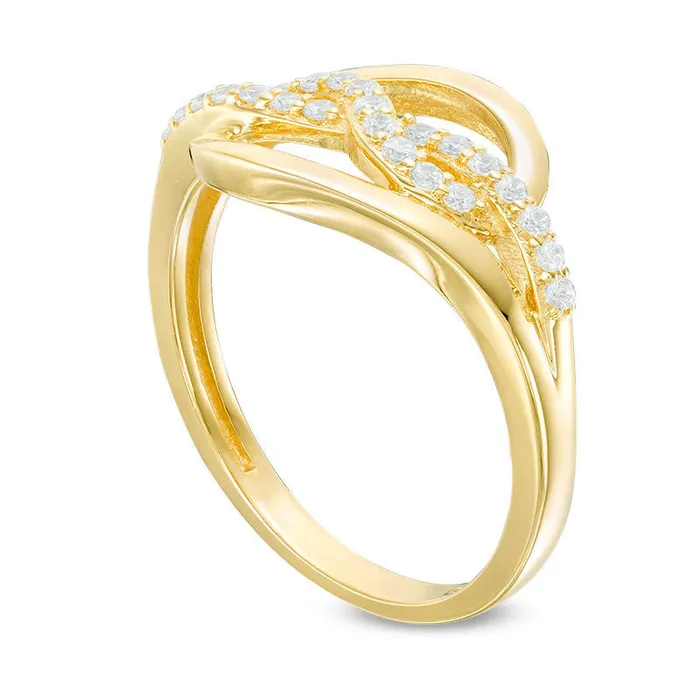 Goldia Rings 020 CT TW Natural Diamond Infinity Knot Bypass Ring in Solid 10K Yellow Gold Goldia Rings 020 CT TW Natural Diamond Infinity Knot Bypass Ring in Solid 10K Yellow Gold