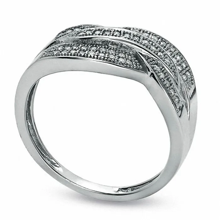 Goldia Rings 020 CT TW Natural Diamond Ribbons Fashion Ring in Sterling Silver Goldia Rings 020 CT TW Natural Diamond Ribbons Fashion Ring in Sterling Silver