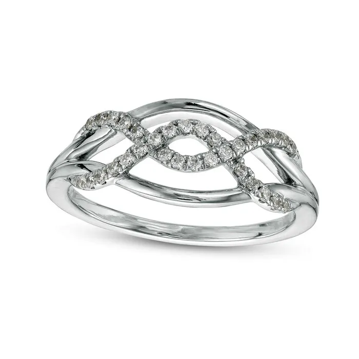 Goldia Rings 020 CT TW Natural Diamond Twisted Ring in Sterling Silver