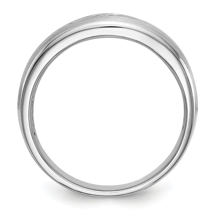 Goldia Rings 020ct CZ Solid Real 14k White Gold Enameled Mens Wedding Band Ring