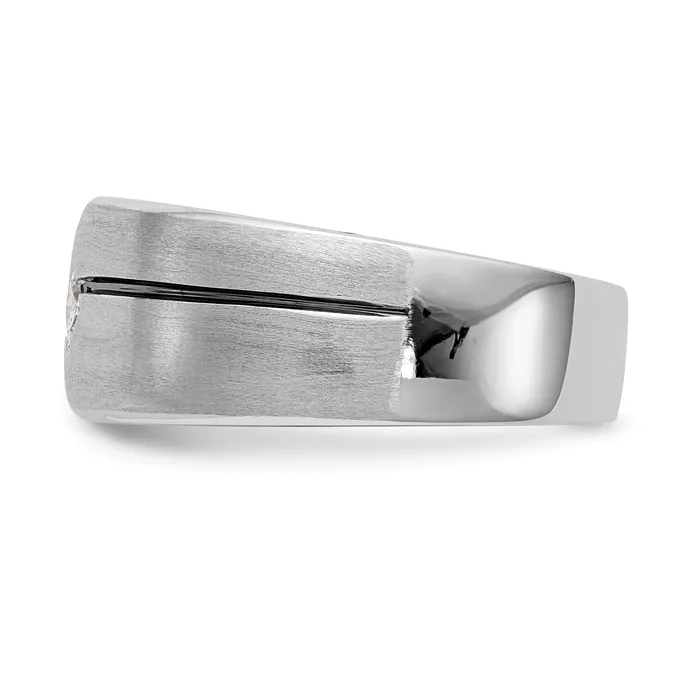 Goldia Rings 020ct CZ Solid Real 14k White Gold Enameled Mens Wedding Band Ring
