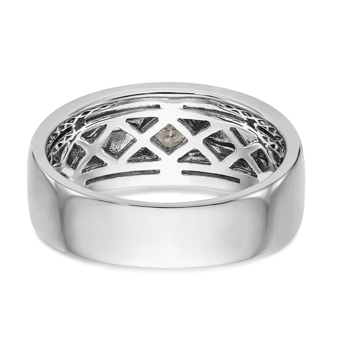 Goldia Rings 020ct CZ Solid Real 14k White Gold Enameled Mens Wedding Band Ring
