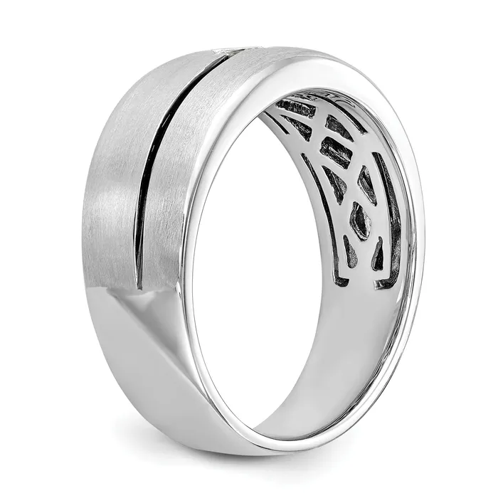 Goldia Rings 020ct CZ Solid Real 14k White Gold Enameled Mens Wedding Band Ring