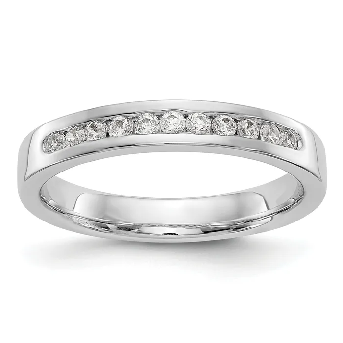 Goldia Rings 022ct CZ Solid Real 14K White Gold 1117mm Stone Channel Wedding Band Ring