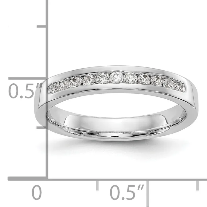 Goldia Rings 022ct CZ Solid Real 14K White Gold 1117mm Stone Channel Wedding Band Ring
