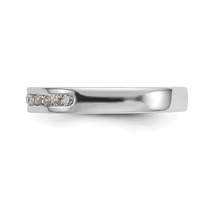 Goldia Rings 022ct CZ Solid Real 14K White Gold 1117mm Stone Channel Wedding Band Ring