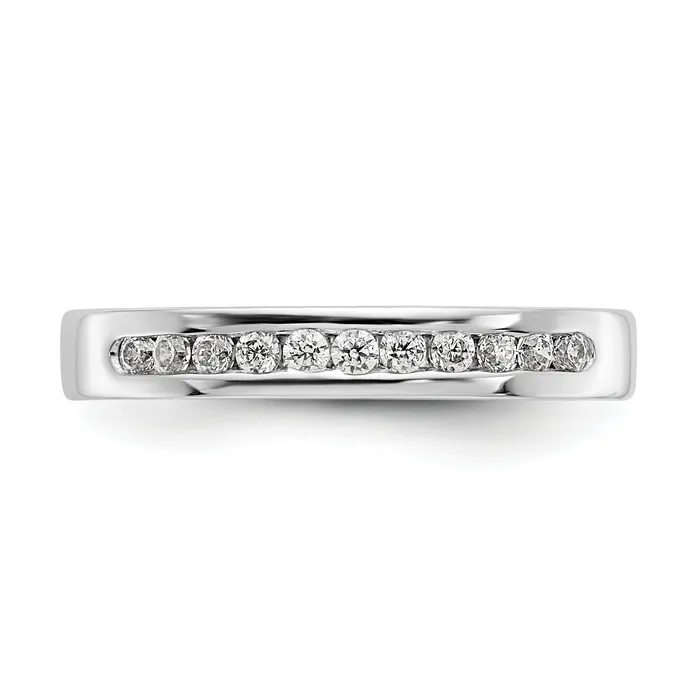 Goldia Rings 022ct CZ Solid Real 14K White Gold 1117mm Stone Channel Wedding Band Ring
