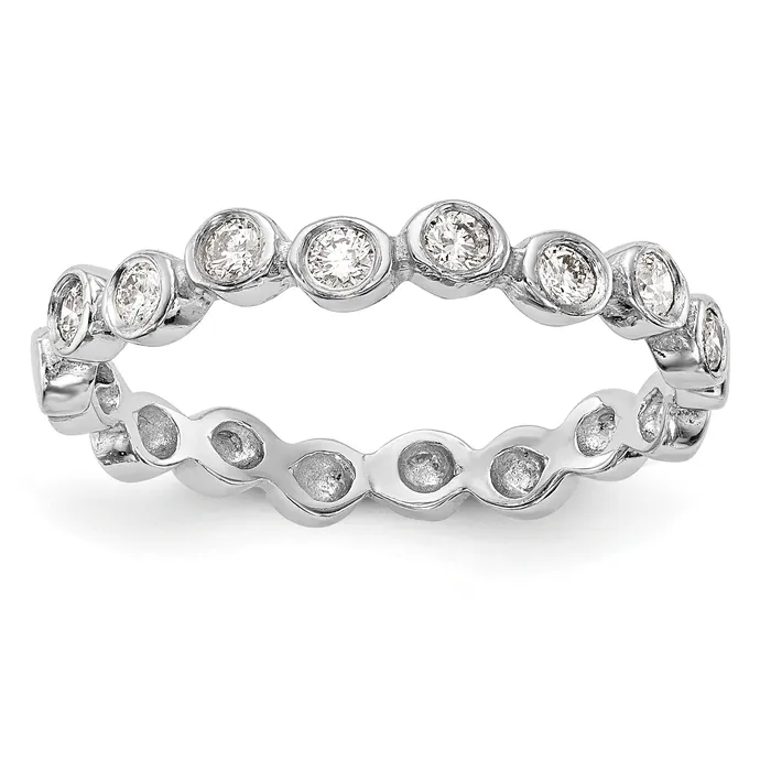 Goldia Rings 024ct CZ Solid Real 14K White Gold Wedding Band Ring