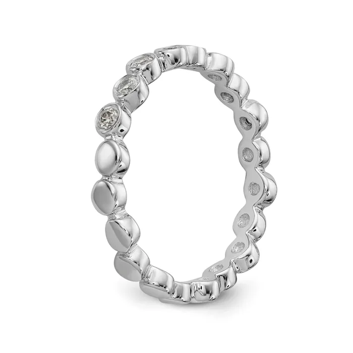 Goldia Rings 024ct CZ Solid Real 14K White Gold Wedding Band Ring