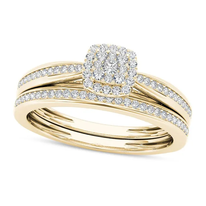 Goldia Rings 025 CT TW Composite Natural Diamond Cushion Frame Bridal Engagement Ring Set in Solid 14K Gold Goldia Rings 025 CT TW Composite Natural Diamond Cushion Frame Bridal Engagement Ring Set in Solid 14K Gold