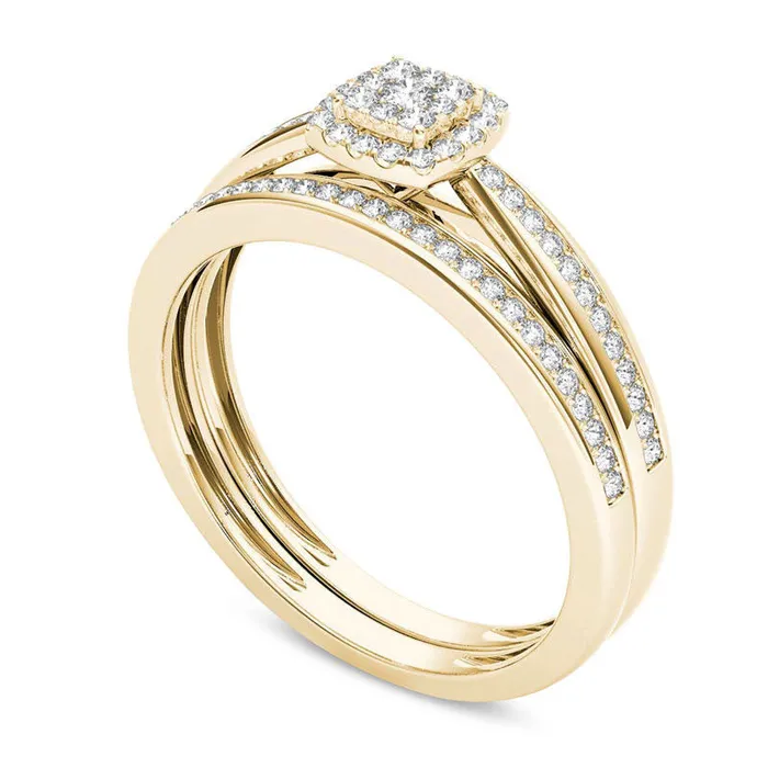 Goldia Rings 025 CT TW Composite Natural Diamond Cushion Frame Bridal Engagement Ring Set in Solid 14K Gold Goldia Rings 025 CT TW Composite Natural Diamond Cushion Frame Bridal Engagement Ring Set in Solid 14K Gold