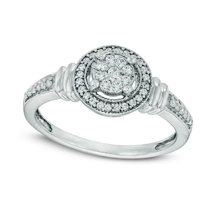 Goldia Rings 025 CT TW Natural Diamond Cluster Frame Promise Ring in Solid 10K White Gold Goldia Rings 025 CT TW Natural Diamond Cluster Frame Promise Ring in Solid 10K White Gold