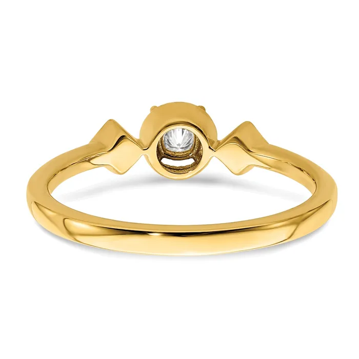 Goldia Rings 025ct CZ Solid Real 14k Polish Petite Beaded Edge Cushion Complete Dia Ring