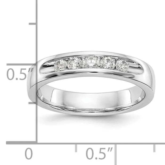 Goldia Rings 026ct CZ Solid Real 14K White Gold 524mm Stone Channel Wedding Band Ring