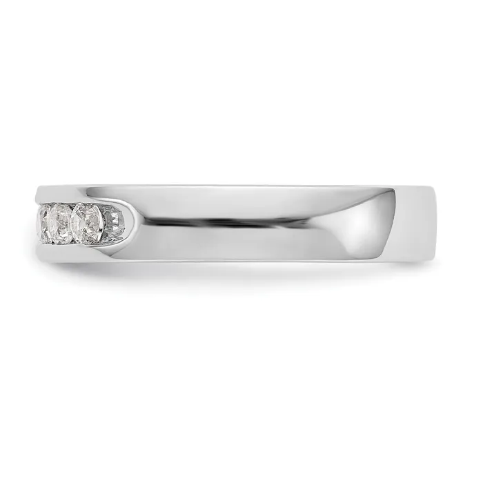 Goldia Rings 026ct CZ Solid Real 14K White Gold 524mm Stone Channel Wedding Band Ring
